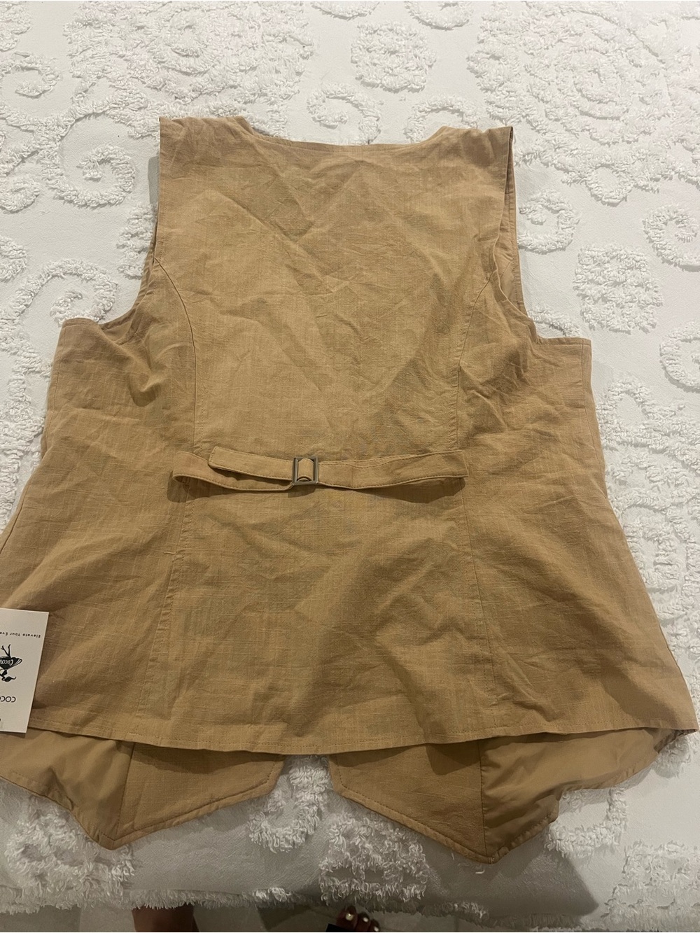 Tan Linen-Look Button Front Vest - Picture 2 of 2
